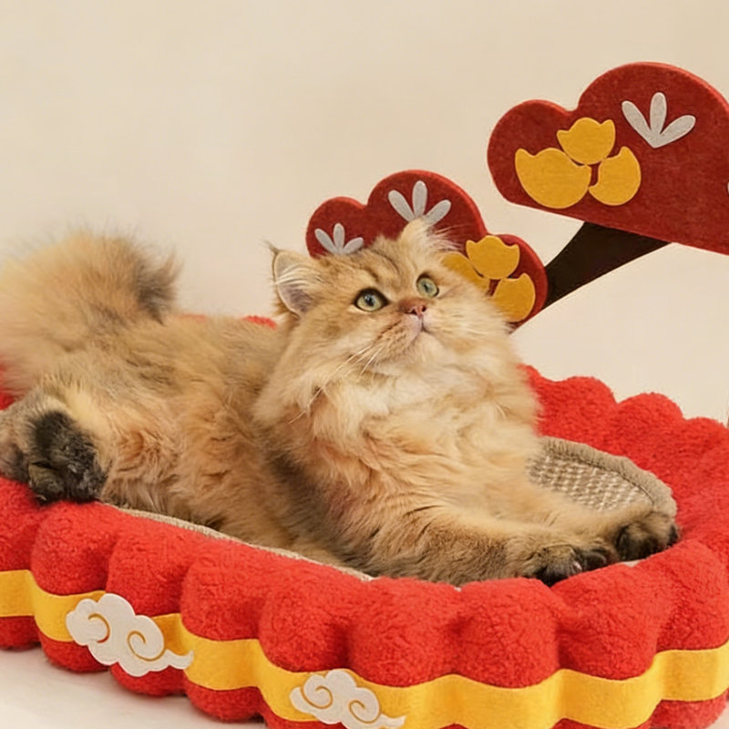 Carton ondulé pour lit de chat en carton ondulé ovale, grand bloc-notes anti-effilochage avec conception incurvée de salon, nid de jeu interactif durable pour les chatons d'intérieur et les chats adultes