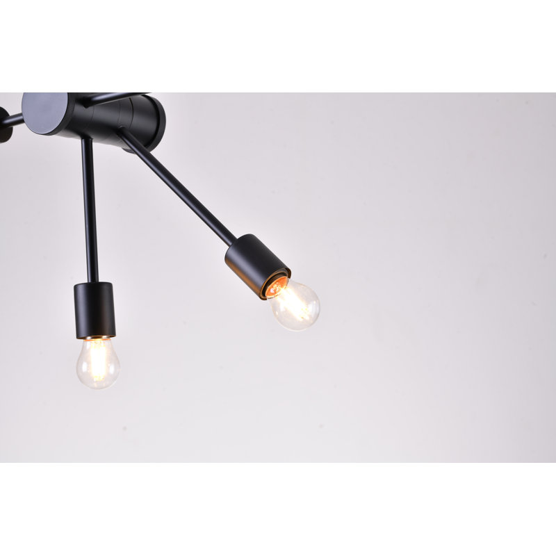 Lustre noir mat à 3 lumières avec trois bras réglables Azita