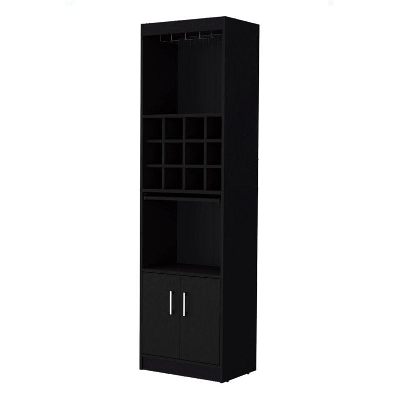 Bar avec rangement pour bouteilles de vin, Noir