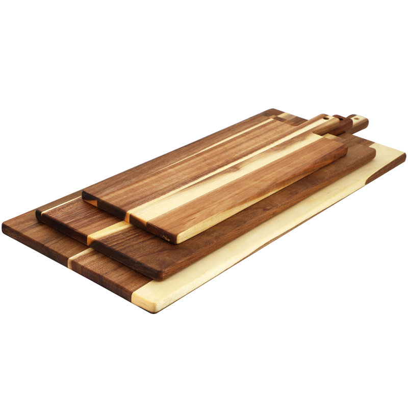  Ensemble de 3 planches à fromage en bois d'acacia avec poignées