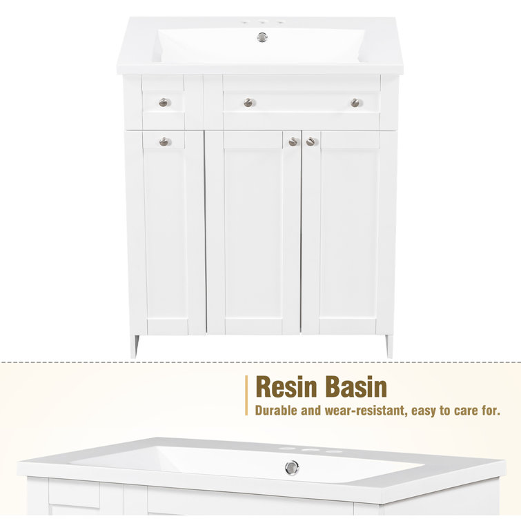 Ronning 30 Bathroom Vanity with Single Sink-Combination Under Counter Sink and Storage Cabinet Vanity Winston Porter Base Finish: White