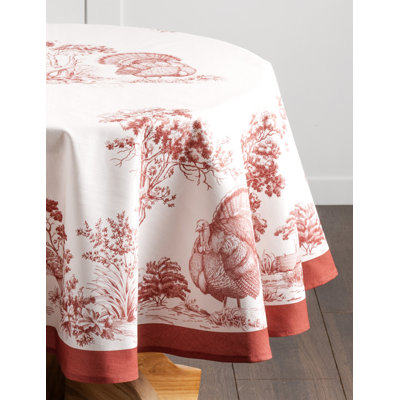Maison d'Hermine Holy Jouy - Red 100% Cotton Tablecloth - 63" Round