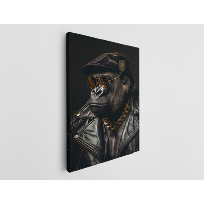 Impression sur toile Cool Gorilla avec lunettes de soleil et blouson de cuir