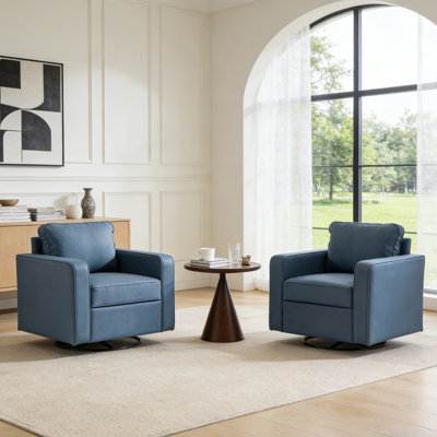 Fauteuil d'appoint large rembourré et pivotant avec siège de rangement (ensemble de 2)