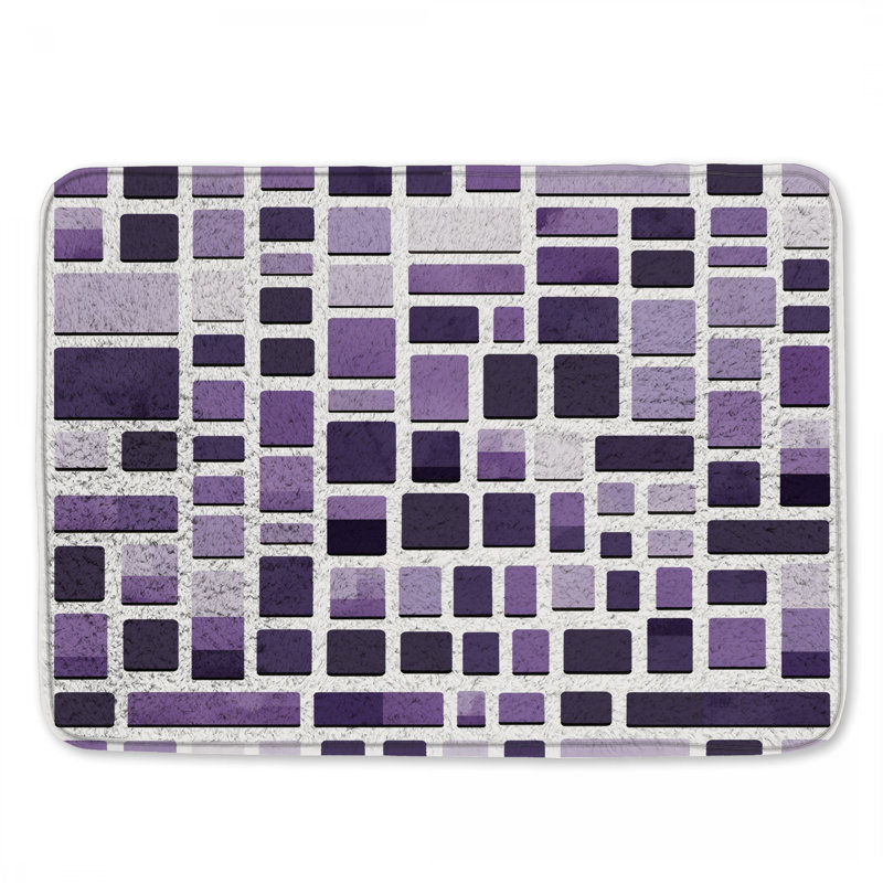 Tapis de bain mauve rectangulaire en mosaïque, 24in W x 17in L