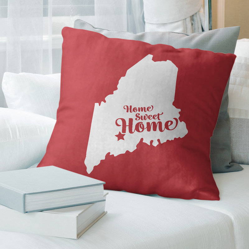 Linen Reversible Throw Pillow, 14" x 14", Red, Augusta