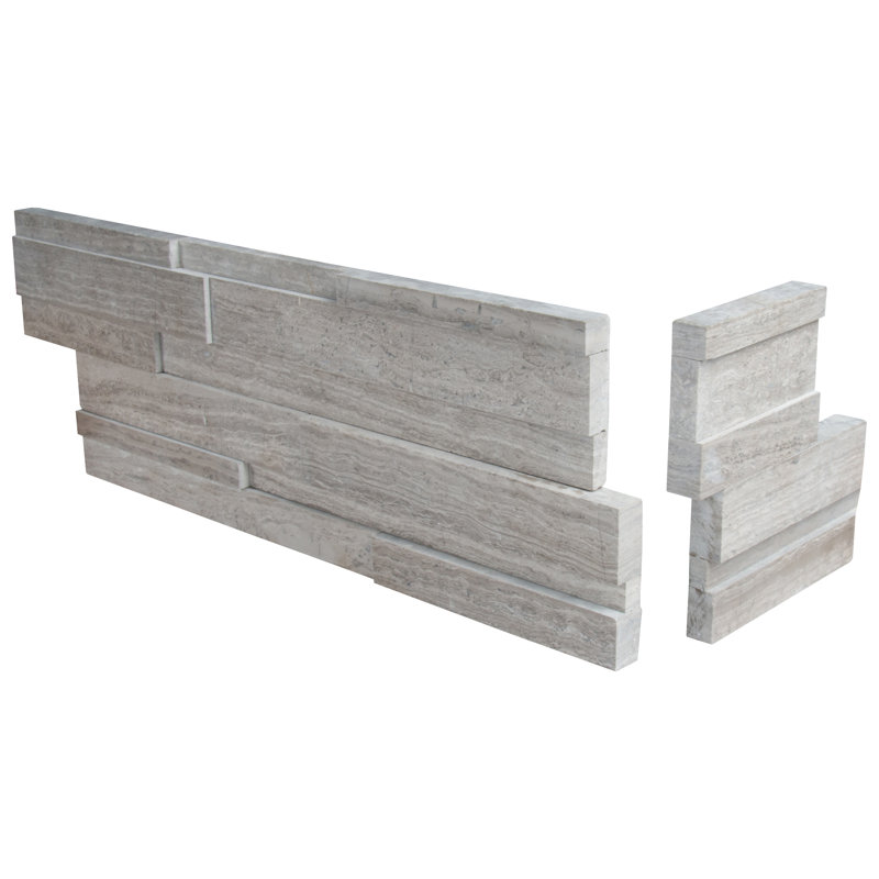 Stonecrest 6 in. x 18 in. Honed Marble Ledger Corner Wall Tile, Tivoli Sand