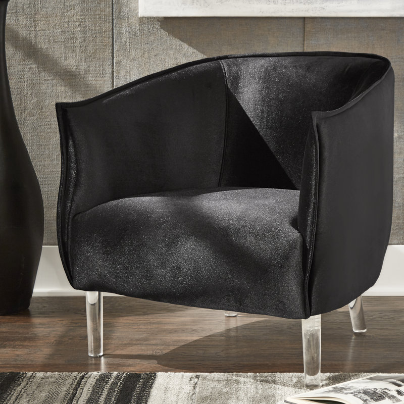Remus Velvet Barrel Chair, Black