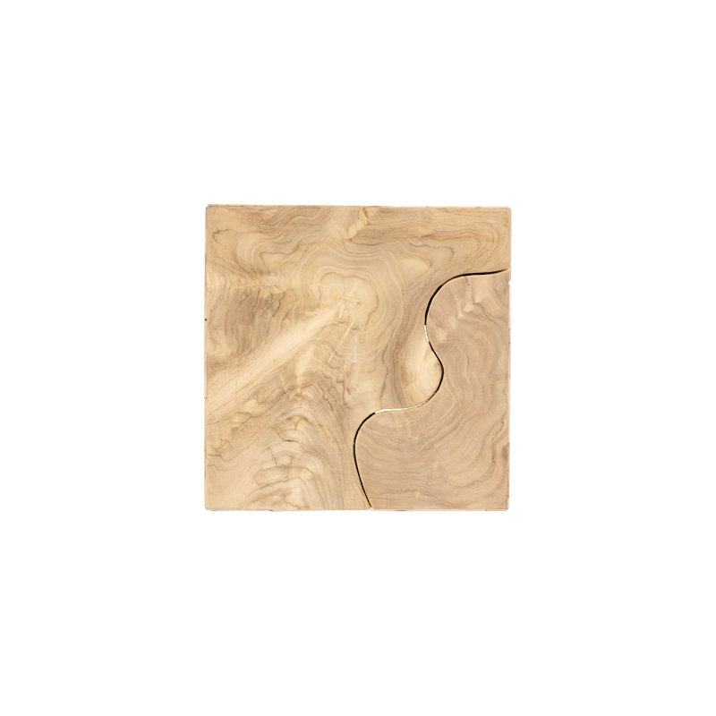 Teak Slice Pedestal, Square, Bleached, 39" H x 12" W x 12" D