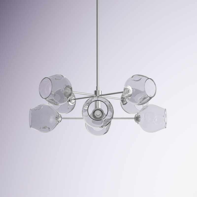 Lustre linéaire Spoutnik moderne 8 lumières Helen, Chrome
