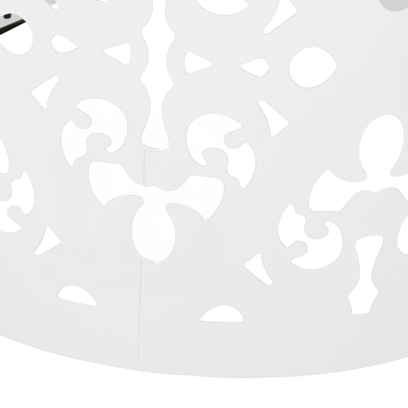 Table de bout cylindrique en fer avec motif floral, White, White, White
