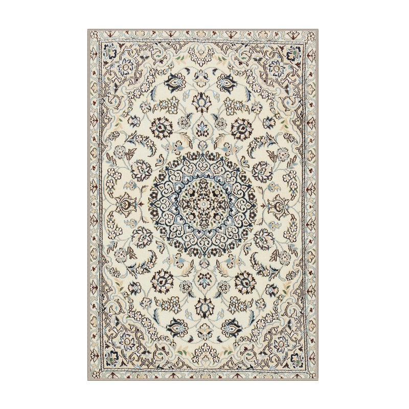 Tapis traditionnel beige / bleu Guero, Rectangle 4 pi x 6 pi
