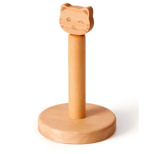 Toilet Paper Holder Stand,Design Wooden Toilet Paper Holder Free Standing, Decorative Toilet Roll Holder.(Cute Cat)