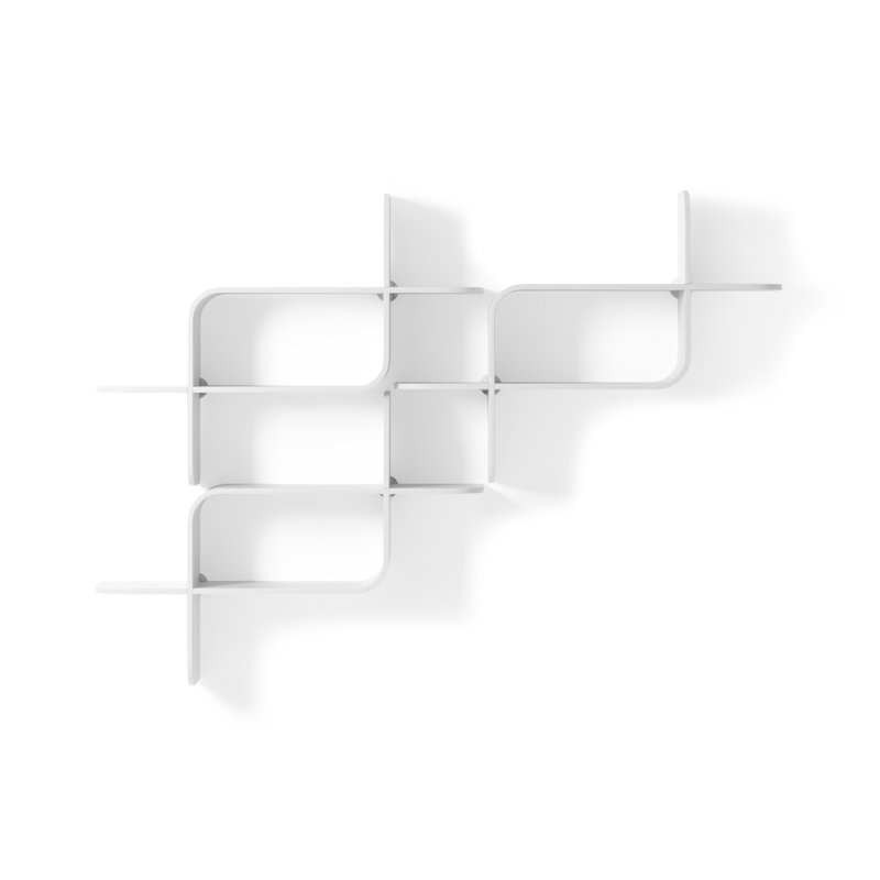 White Modern Bentwood 2-Tier Floating Wall Shelf