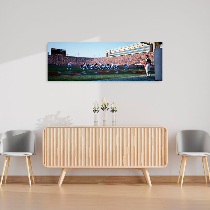 Football Game Soldier Field Chicago Illinois USA 1 Piece Wrapped Canvas Panoramic Wall Art, 40.64 cm H x 121.92 cm W