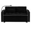 Lit moderne en velours avec dossier réglable, bâbord, cendrier, support pour téléphone rotatif et 2 coussins (accessoires de dossier / téléphone pliables noirs - noir