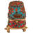 Brass Auto-Rickshaw Figurine with Turquoise & Coral Inlay Work, 4.5 in. Tabletop Indian Cultural Decor for Living Room & Office
