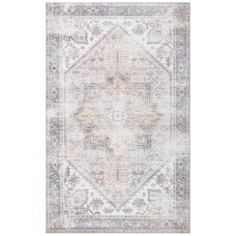 Delvalle Oriental Beige/Gray Area Rug, Rectangle 10' x 14'