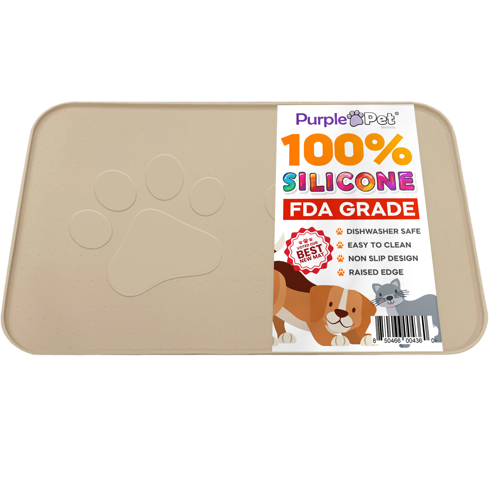 Paw Print Pet Feeding Mat For Dogs, High Absorbent Quick Dry Dog