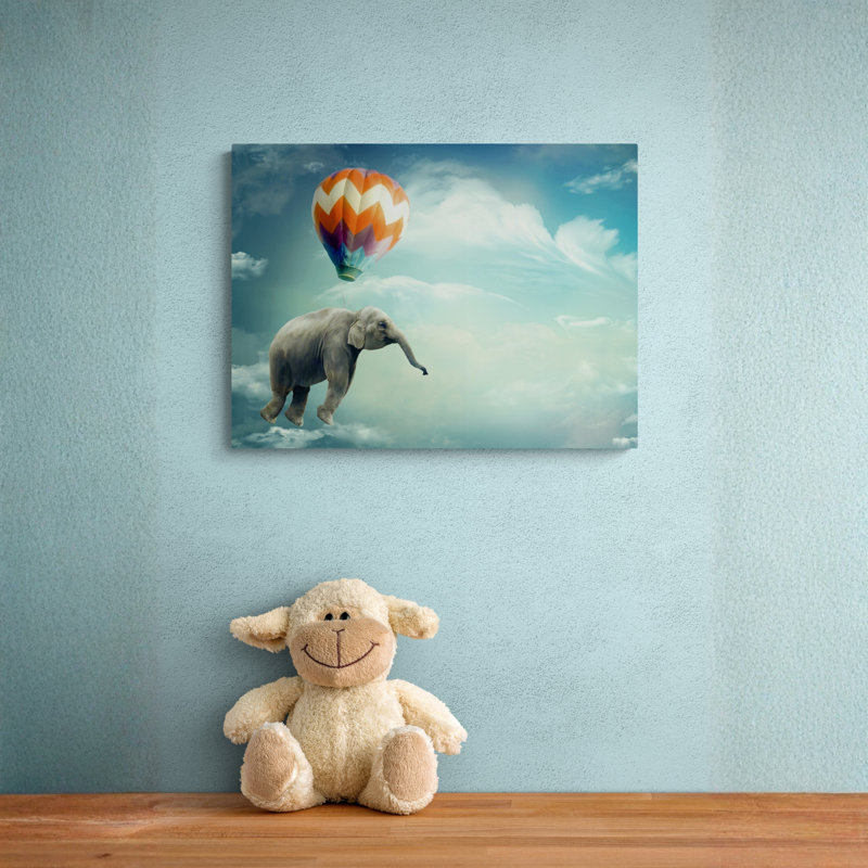 «Elephant Adventure», reproduction d'art sur toile tendue, H 27 po x l 36 po