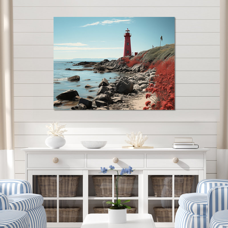 «Coastal Seaside Harmony I», reproduction d'art sur toile, H 34 po x l 44 po x P 1,5 po, Toile tendue