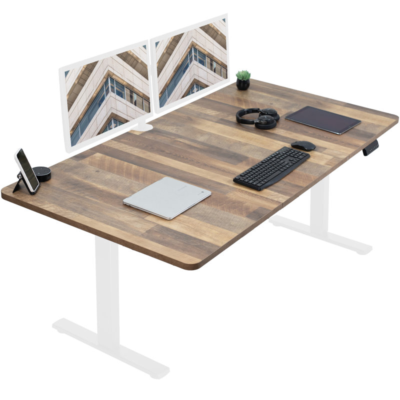 Poste de travail électrique Vivo, Bois recyclé, L 70,9 po, Blanc