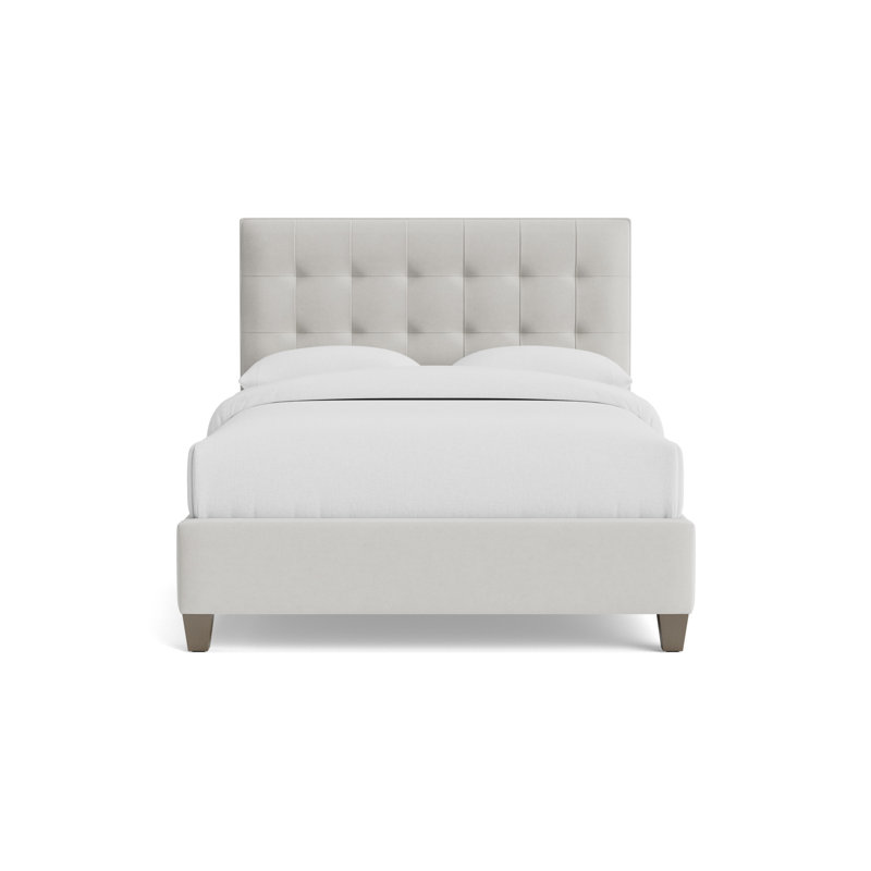 Butler Grid Tuft Floating Rail Bed, Performance Velvet - Silver, King, Driftwood