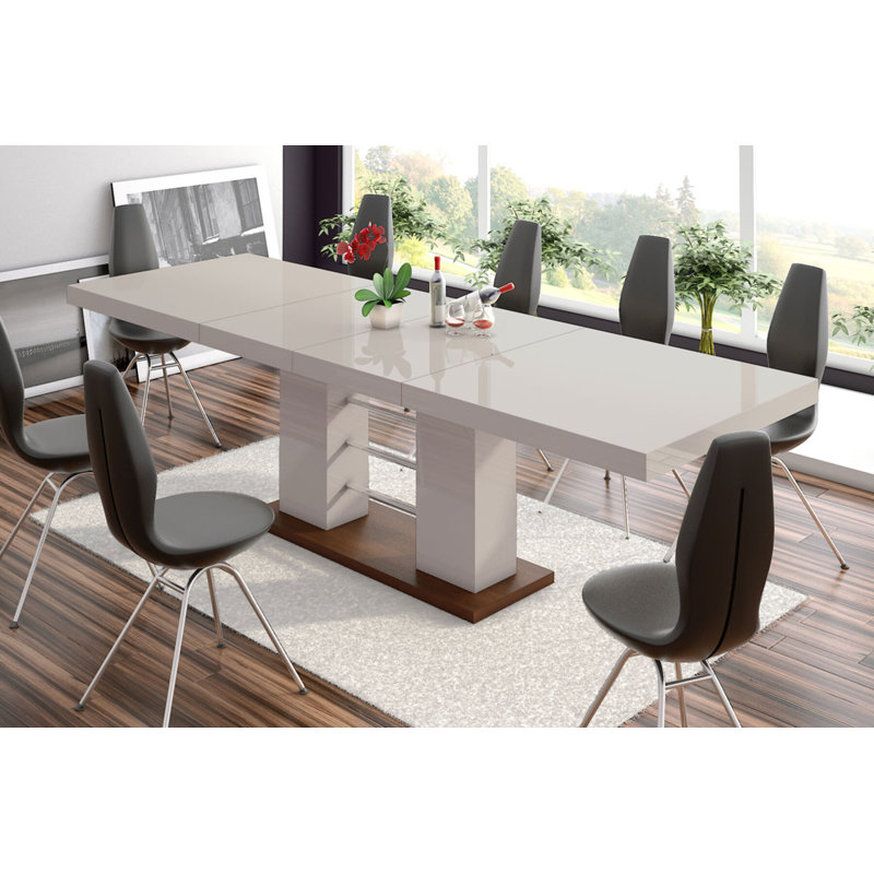 Hegewisch Extendable Dining Table, Cappuccino Gloss