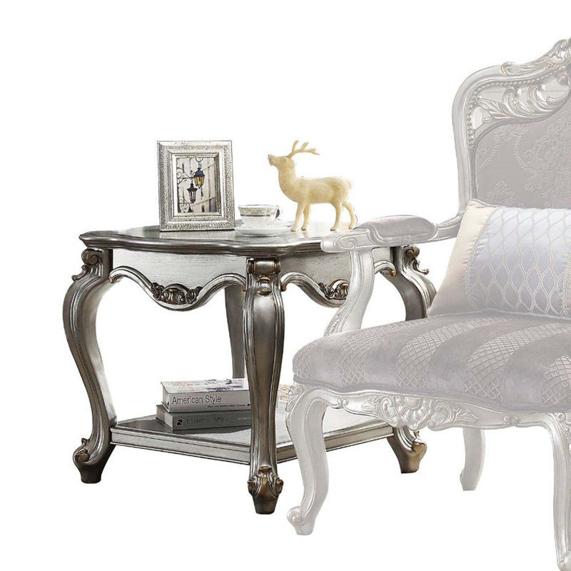 Table de bout picarde, finition platine antique, Platine