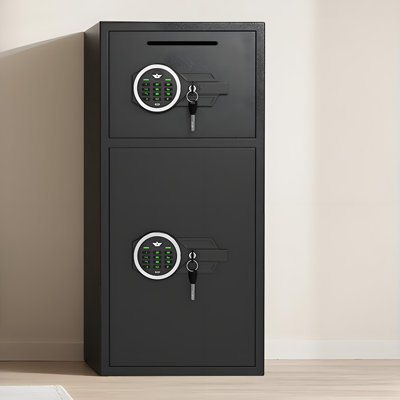 Très grand coffre-fort pour la maison, coffre-fort pour la sécurité numérique avec tablette réglable et fente de dépôt, coffres-forts avec clavier rétroéclairé et double alarme pour le bureau à domicile
