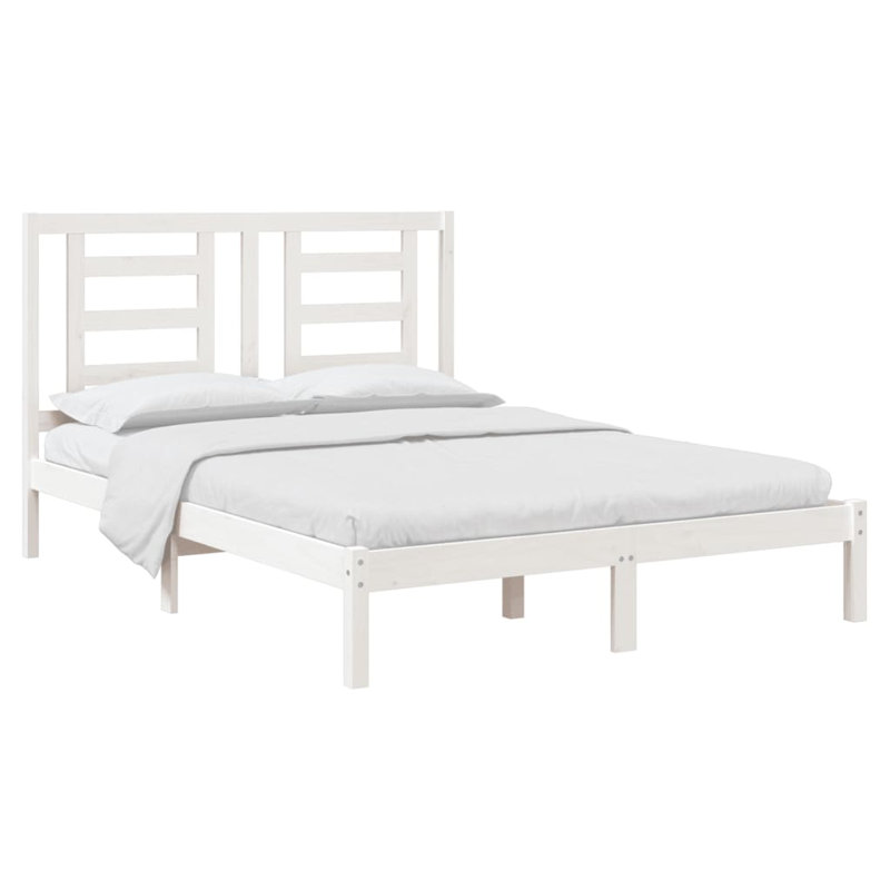Bed Frame Solid Wood, 200 x 200 cm, white