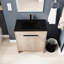 Meuble-lavabo de salle de bain 30 po autoportant avec céramique noire. 2 portes d'armoire à fermeture en douceur. Contreplaqué moderne. Évier de comptoir réglable en céramique.-973188766-973188767