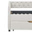 Lit de jour simple avec tiroirs, canapé-lit capitonné, avec bouton sur le dos et clou en cuivre sur les accoudoirs ondulés, beige (81,5 po x 41 po x 30,5 po)