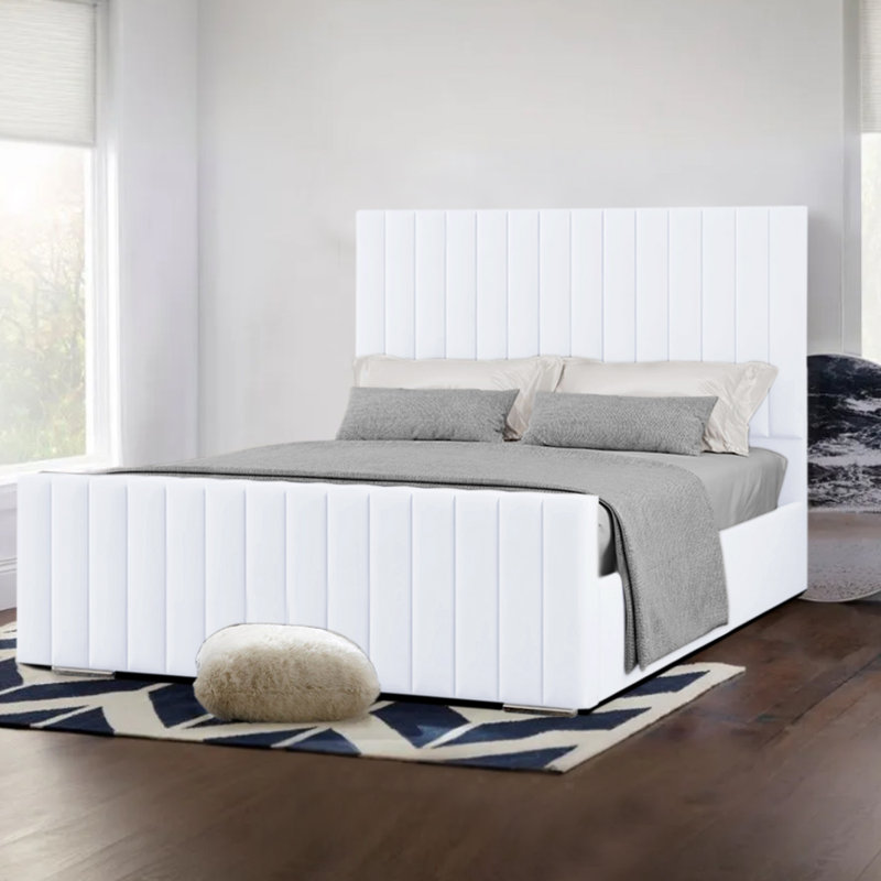 Upholstered Bed, White, Super King (6')