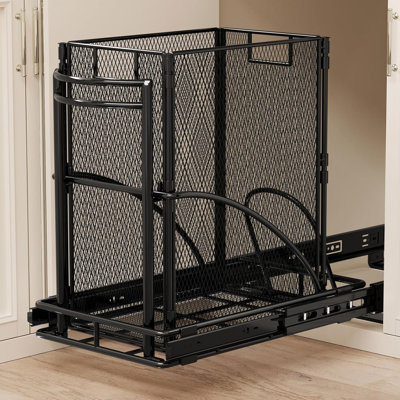 Ensemble de poubelle coulissante pour armoire, rail robuste pour poubelle sous l'évier + bac de 7 gallons