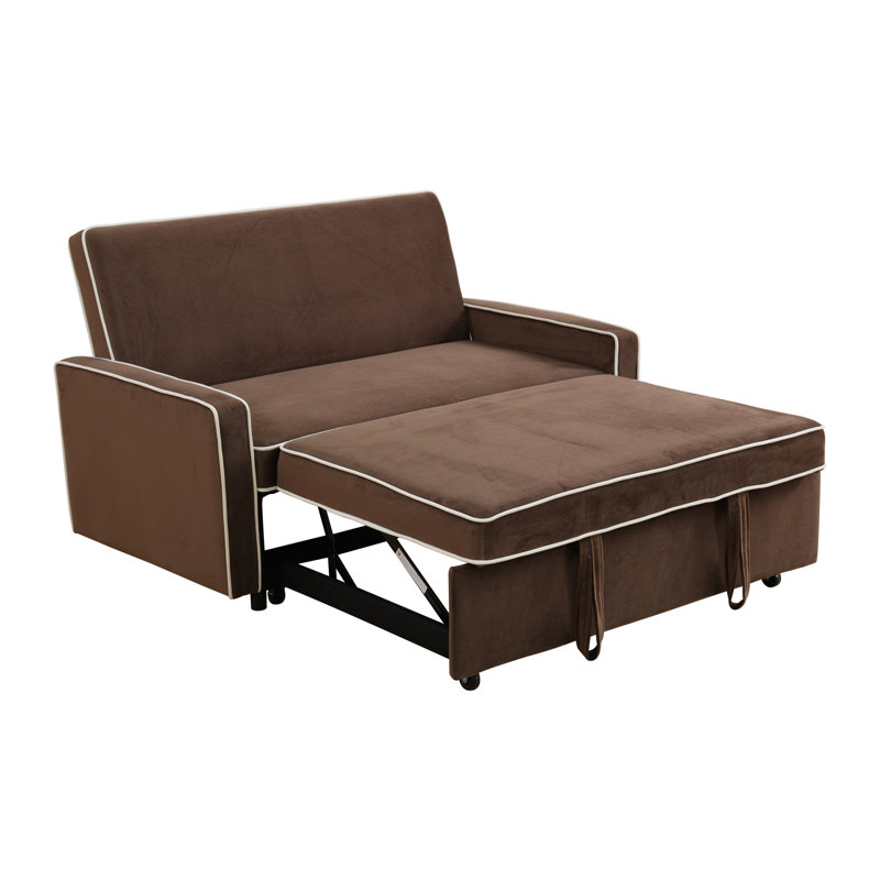Canapé-lit 53 po convertible en flanelle 3 en 1, Brun