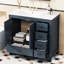 Meuble-lavabo bleu 36 po avec lavabo intégré en céramique, 2 portes à fermeture douce, 5 tiroirs, armoire à rallonge polyvalente et intemporelle pour salle de bain-1561133823
