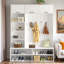 Farmhouse Hall Tree With Bench, Enclosed Compartments, Open Storage Space And 4 Hooks-1001076639