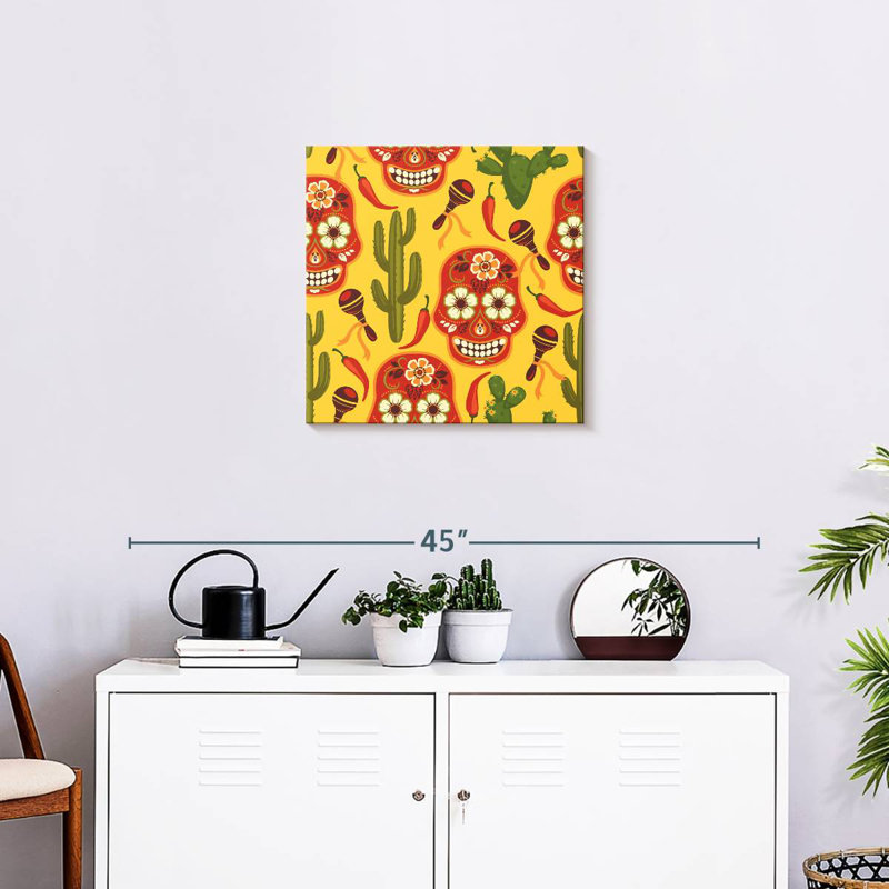 Lelend Calavera And Cactus Pattern