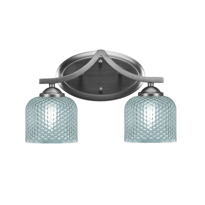Barre d'éclairage de salle de bain 2 lumières Shutesbury, verre turquoise 6 po