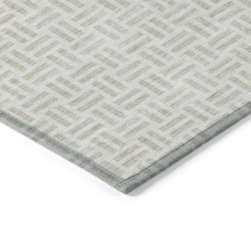 Ivory Geometric Flat Woven Indoor/Outdoor Rug 2'6" x 3'10"