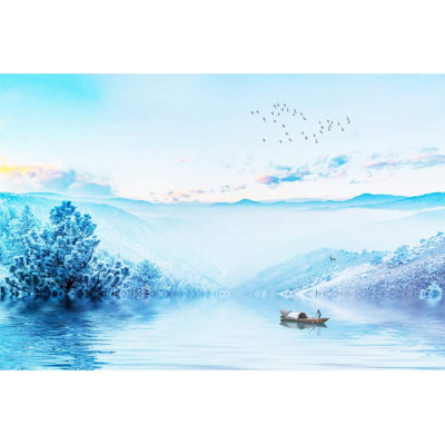 Adhésif mural bateau sur la rivière