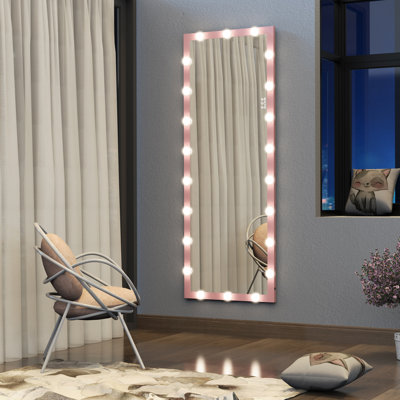 Miroir pleine grandeur mural pour chambre à coucher avec ampoules DEL à commande tactile