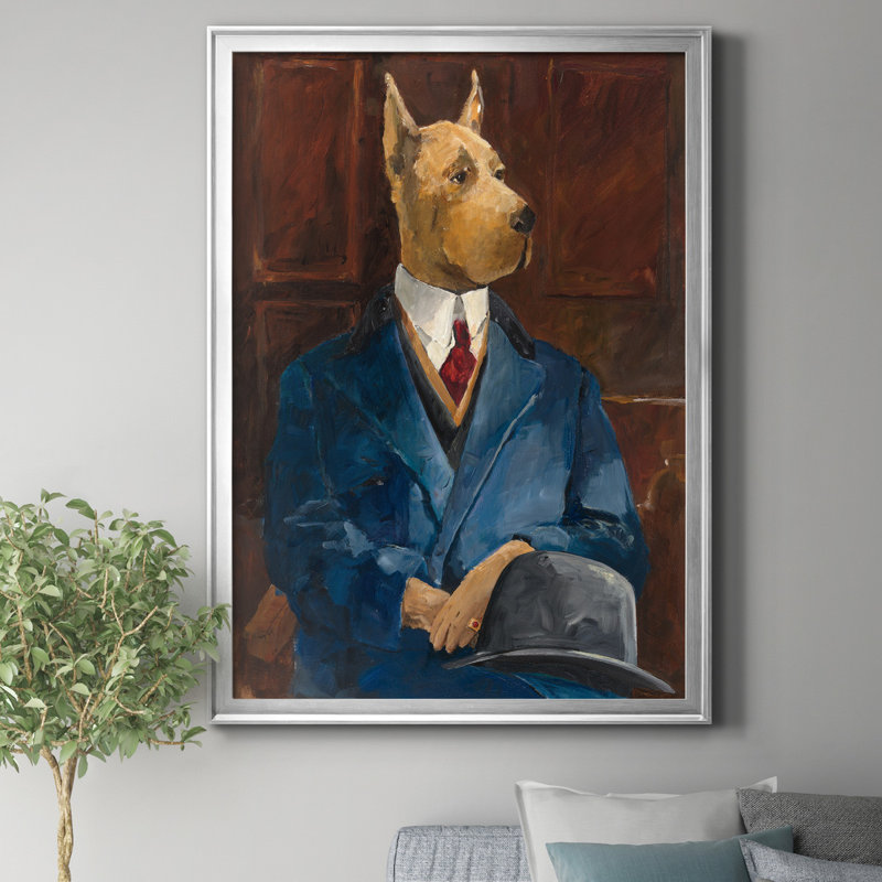 «Inspector Dog Leash», reproduction sur toile encadrée, H 26,5 po x l 36,5 po x P 1,5 po, Argent