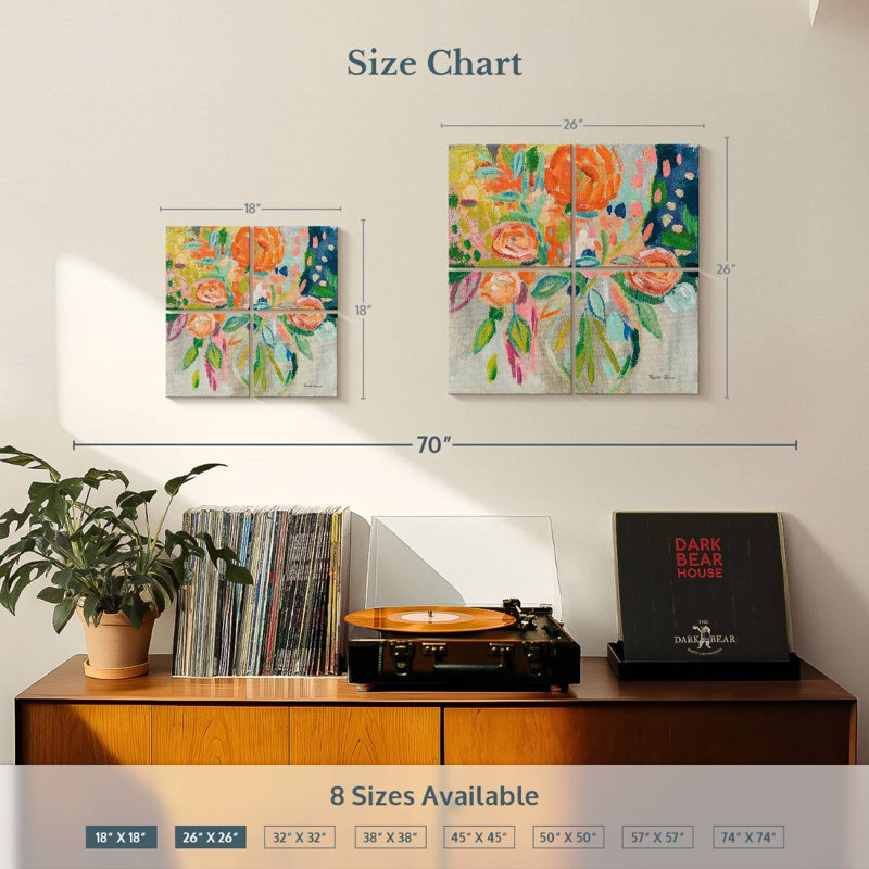 Harnek été floral orange, H 18 po x l 18 po
