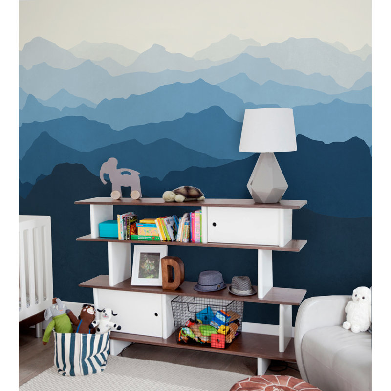 Ensemble de panneau de papier peint 5 pièces Mountain Mural, l 120 po x L 96 po, Bleu océan