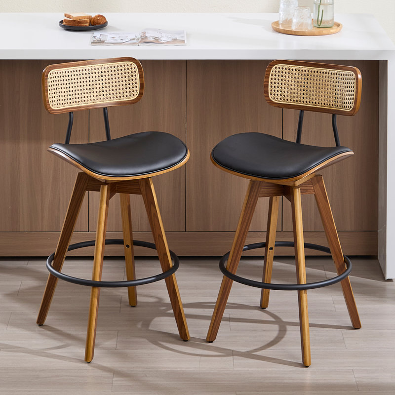 Tabouret de bar et de comptoir pivotant (ensemble de 2), Noir, noir, noir, noir