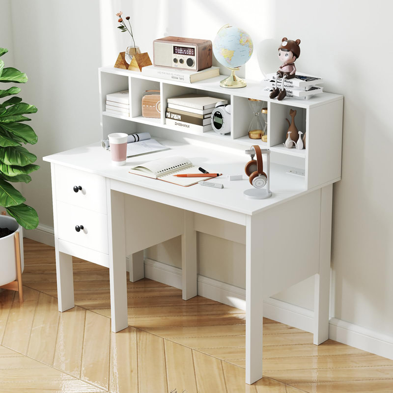 Bureau d'écriture 48 "avec ports USB-C et prises de courant, tiroirs de rangement et station de travail à 5 casiers