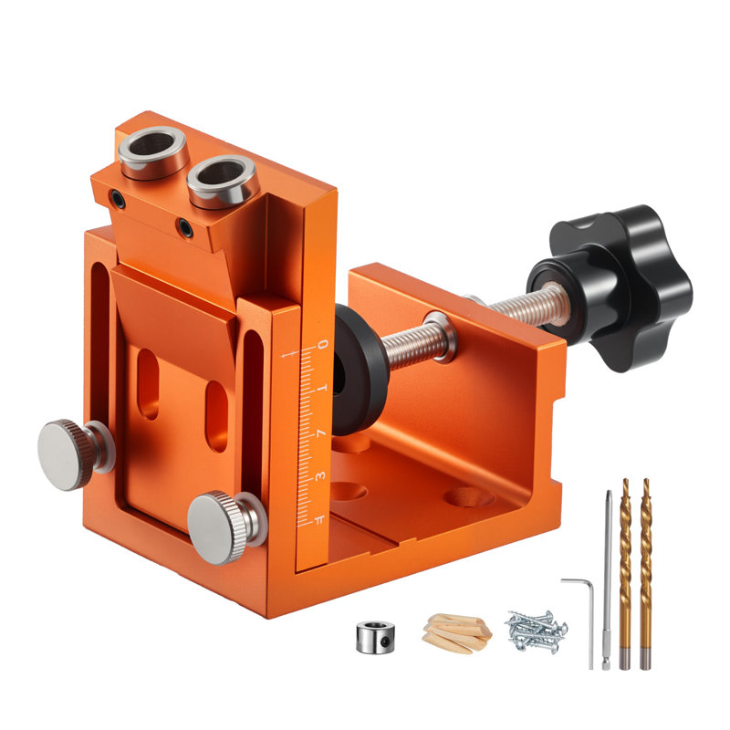 Ensemble de gabarit de trou de poche en aluminium robuste avec guide de profondeur réglable et trépan pour le travail du bois