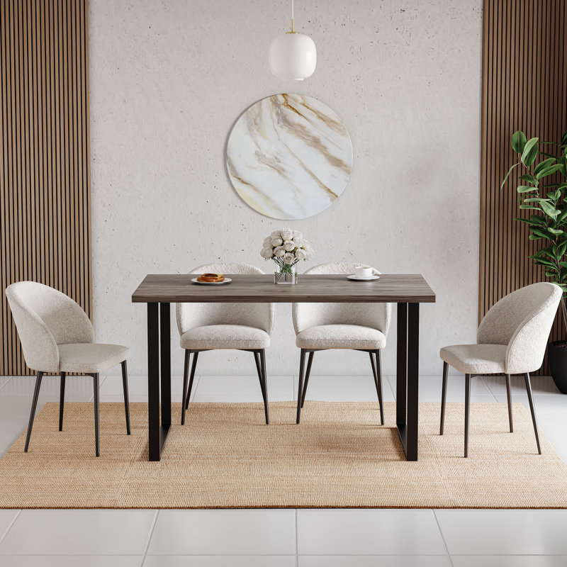 Aheed Metal Base Dining Table, Walnut